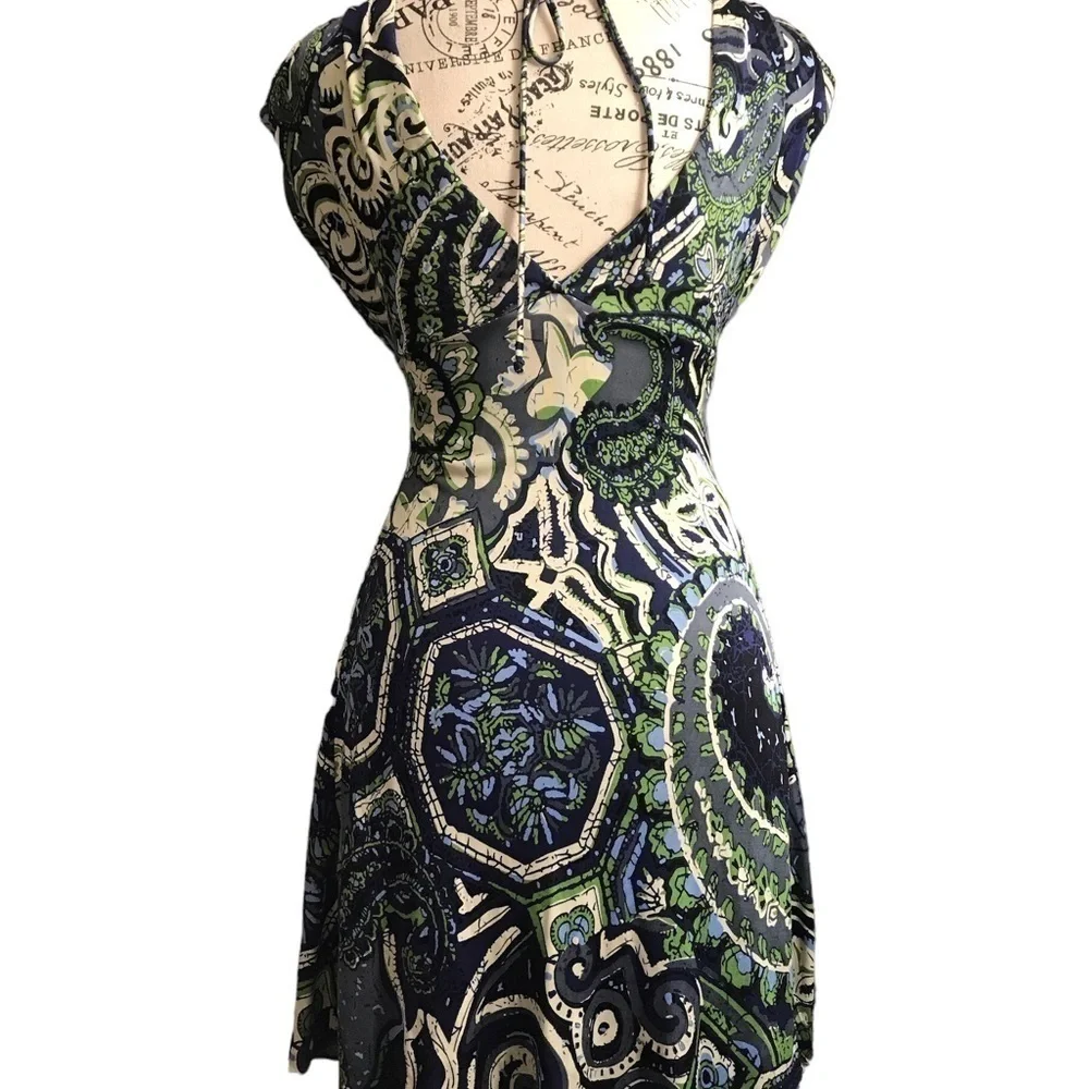Sky Brand v-neck paisley jersey  mini dress XS - Picture 4 of 4